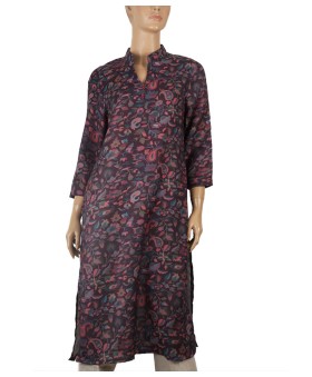 Tunic - Floral And Paisley On Brown Base