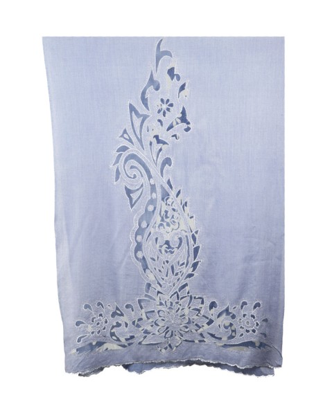 Light Blue Cutwork Stole