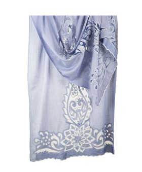 Light Blue Cutwork Stole