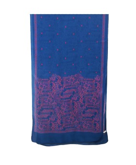 Crepe Silk Scarf - Pink And Blue Abstract