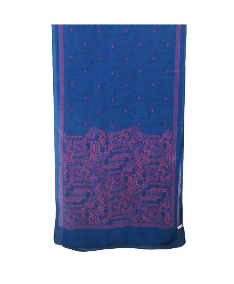 Crepe Silk Scarf - Pink And Blue Abstract