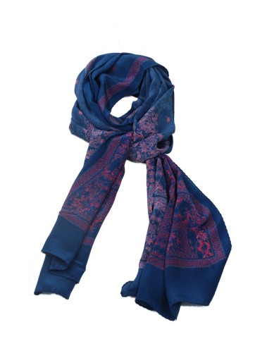 Crepe Silk Scarf - Pink And Blue Abstract
