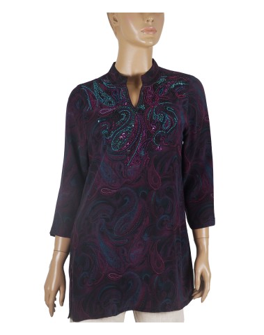 Antique Silk Kurti - Purple Paisley