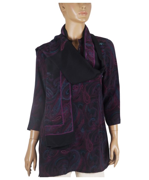 Antique Silk Kurti - Purple Paisley