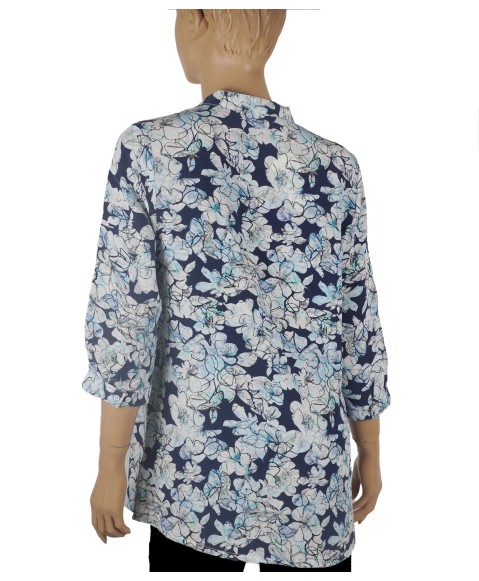 Short Silk Shirt - Floral Abstract 