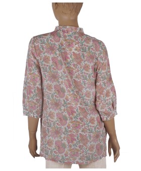 Short Silk Shirt - Pink Floral 