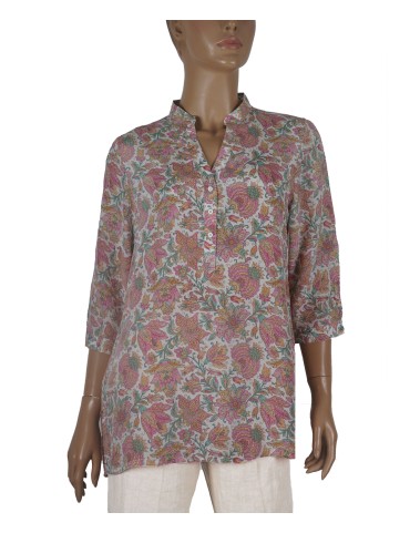 Short Silk Shirt - Pink Floral 