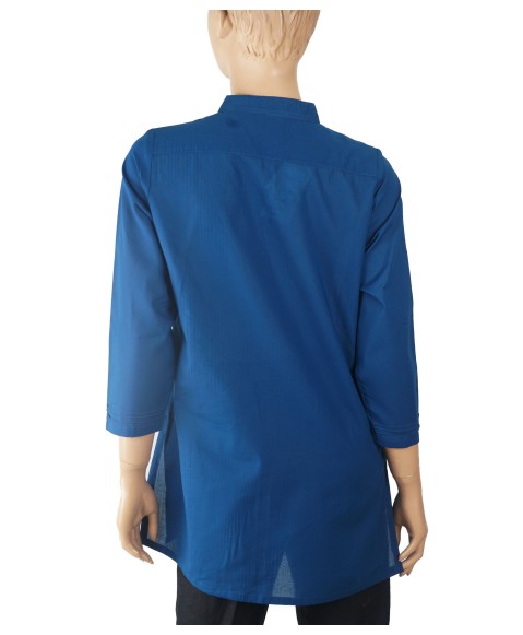 Casual Kurti - Blue Pintuck With Diamond Button