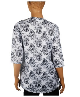 Casual Kurti - Black And White Flowers