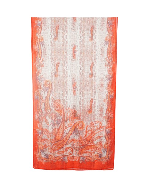 Cotton Scarves - Orange Paisley