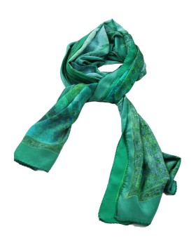 Crepe Silk Scarf - Peacock Feather