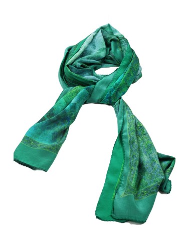 Crepe Silk Scarf - Peacock Feather