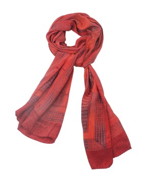 Crepe Silk Scarf - Orange Abstract