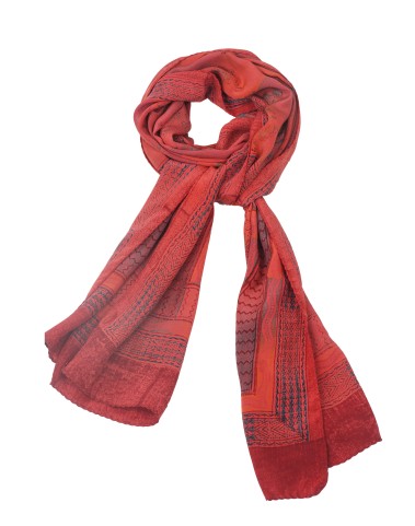 Crepe Silk Scarf - Orange Abstract