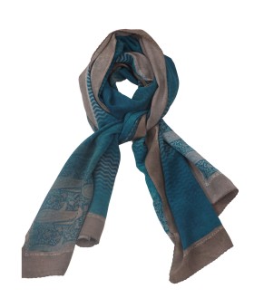 Crepe Silk Scarf - Grey Paisley