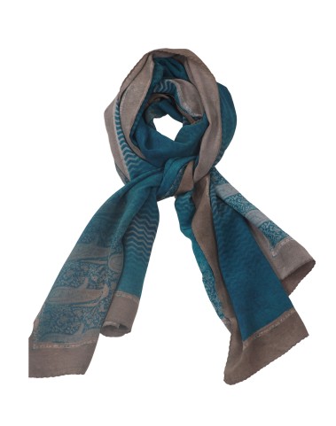 Crepe Silk Scarf - Grey Paisley