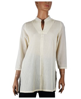 Casual Kurti - Off White Pintuck