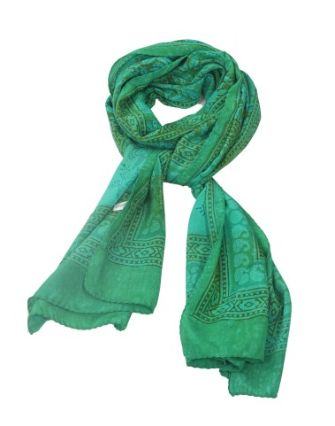 Crepe Silk Scarf - Green Creeper