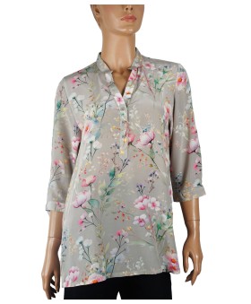 Short Silk Shirt - Pretty Pink Flowers