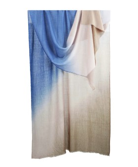 Shaded Ombre Stole - Beige With Blue Shade