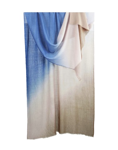 Shaded Ombre Stole - Beige With Blue Shade