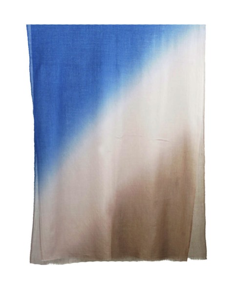 Shaded Ombre Stole - Beige With Blue Shade