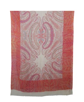 Off White And Pink Paisley Box Stole
