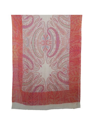 Off White And Pink Paisley Box Stole