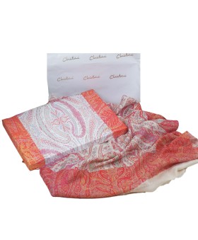 Off White And Pink Paisley Box Stole