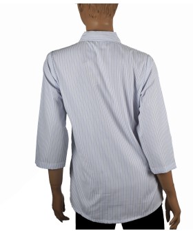Casual Kurti - White And Blue Stripe With Embroidery