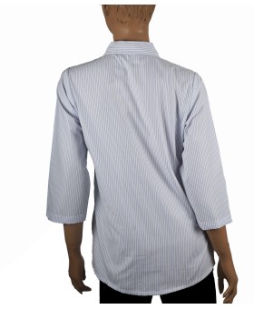 Casual Kurti - White And Blue Stripe With Embroidery