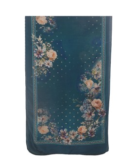 Crepe Silk Scarf - Beige Leaf