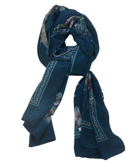 Crepe Silk Scarf - Beige Leaf