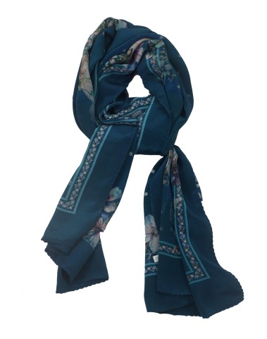 Crepe Silk Scarf - Beige Leaf