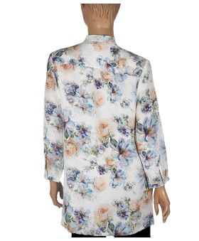 Long Silk Shirt - Blue Floral