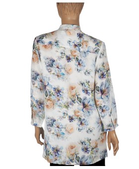 Long Silk Shirt - Blue Floral