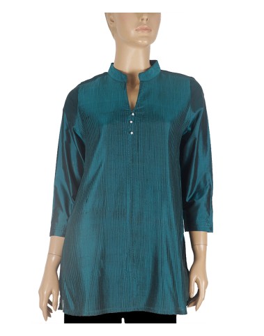 Silk Shirt - Green Pintuck