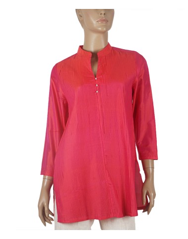 Silk Shirt - Pink Pintuck