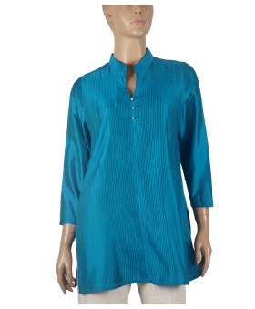 Silk Shirt - Blue Pintuck