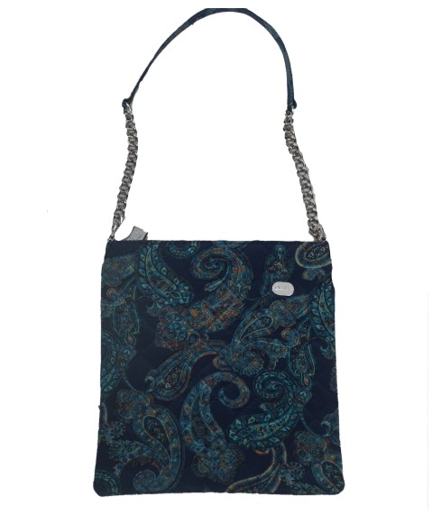 Scarf Set - Navy Blue And Turquoise Paisley