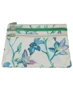 3 Zip Pouch - Blue Flowers