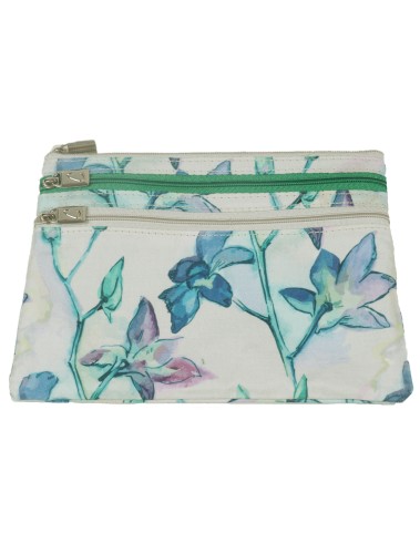 3 Zip Pouch - Blue Flowers