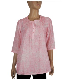 Casual Shirt- Baby Pink Bandhani