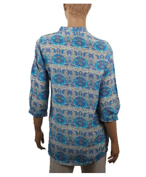 Short Silk Shirt - Blue Floral