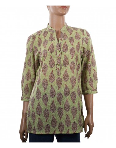 Casual Kurti - Red Butti on Green