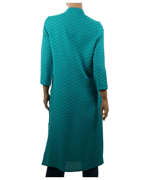 Tunic - Blue Zigzag on Green