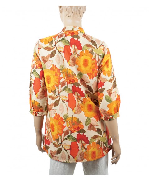 Casual  Kurti - Red and Orange Floral