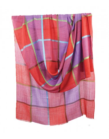 Printed Stole - Red and Purple Checks