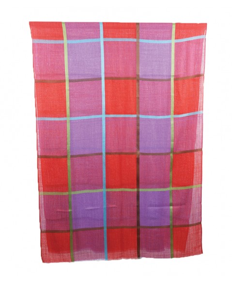 Printed Stole - Red and Purple Checks