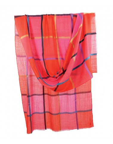 Printed Stole - Red and Pink Checks